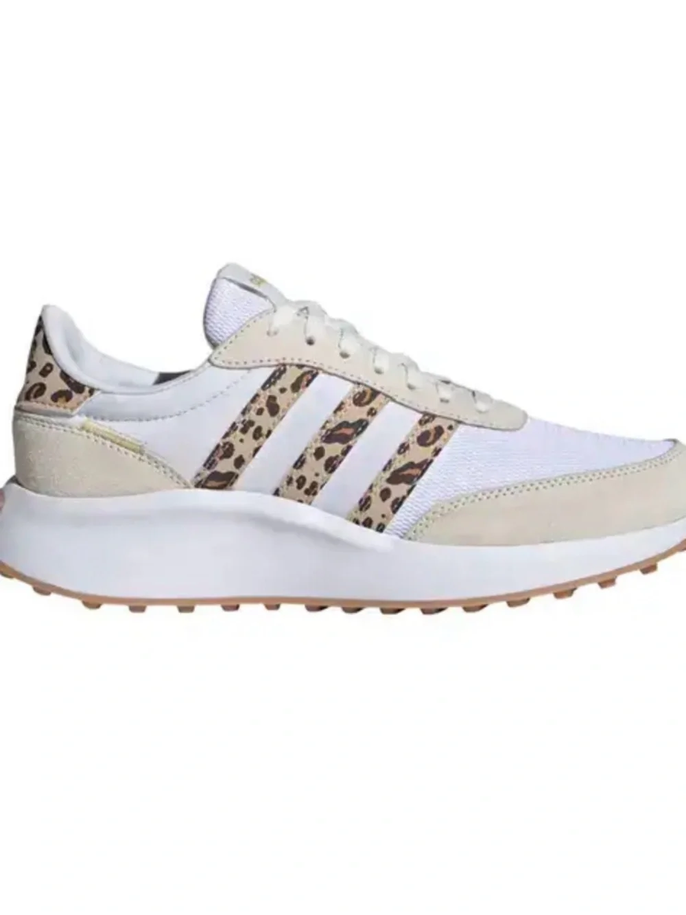 adidas Women's Run 70S Shoes White with Leopard-Print Stripes